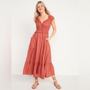 NWT Old Navy Puff Sleeve ClipDot Midi/Maxi Dress